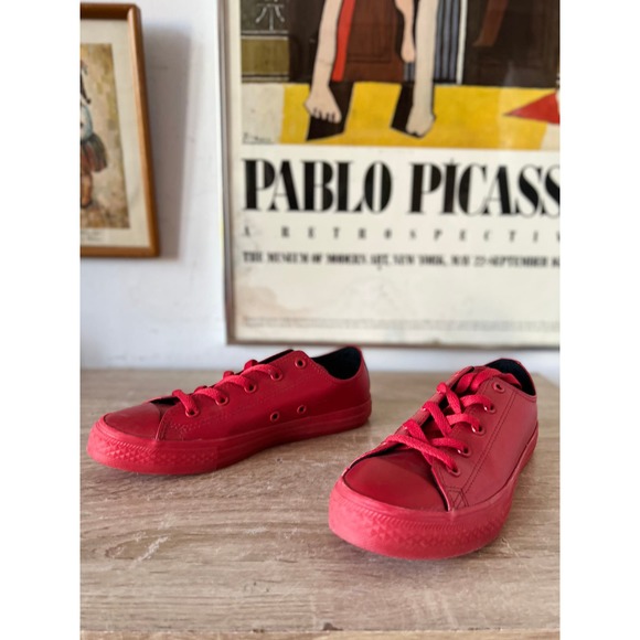 Converse Red Vegan Leather Ladies Size 6 Shoes 9A1603M88 - Picture 2 of 8